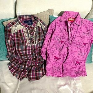 Girls size L (10-12) us polo ass. and Red Ranch button up shirts